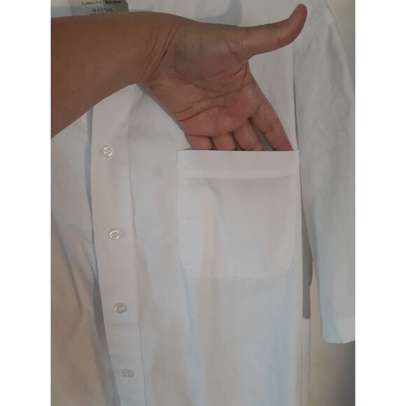 Oak Hill Dress Shirt Classic Fit No Iron  Short Sleeve Cotton White 18 1/2 Tall - Picture 4 of 7